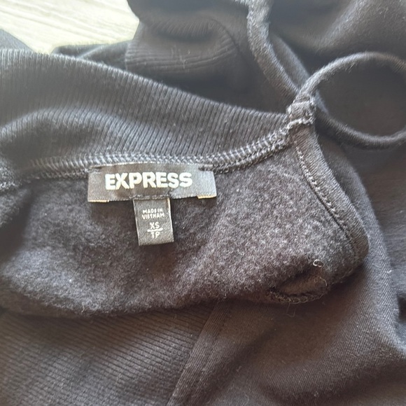 Express Black Boat Neck Long Sleeve Asymmetrical Sweatshirt - Picture 2 of 3